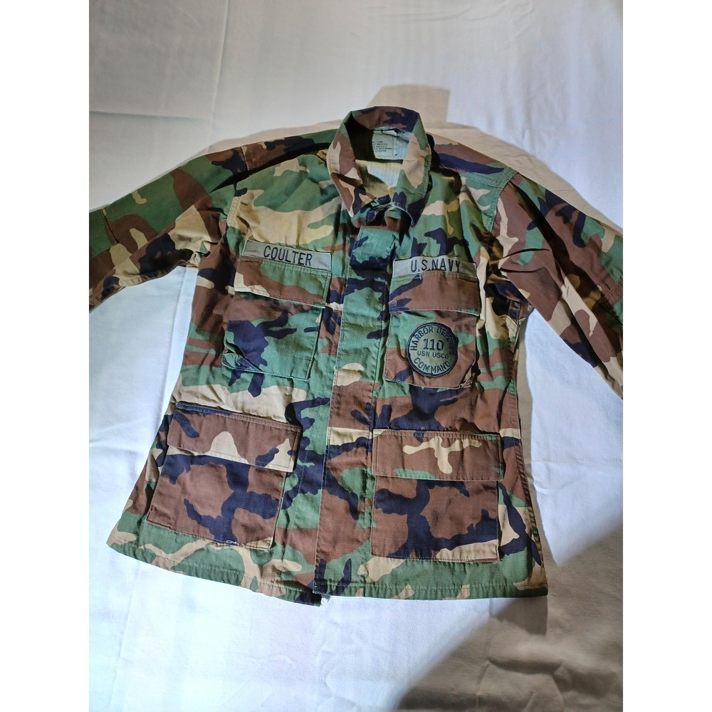 U.S. Military Jacket Mens Small Multicolor Camo‎ US Navy Harbor Defense BDU
